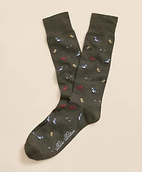 Cotton-Blend Bird Motif Socks