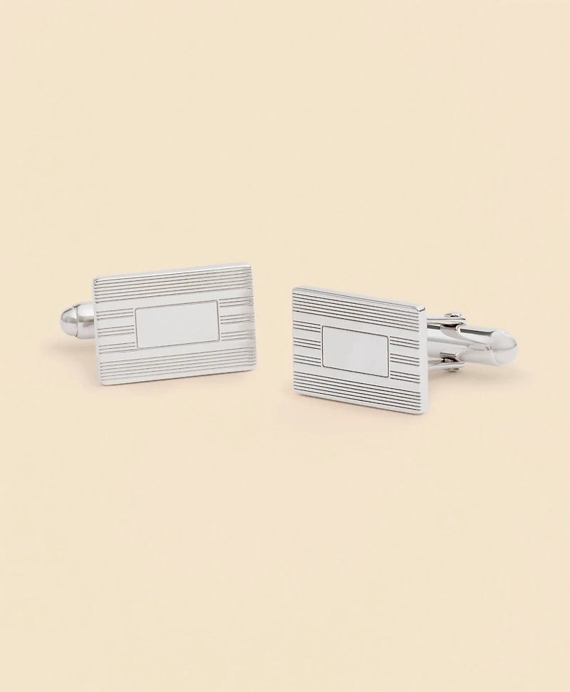 Sterling Silver Engravable Rhodium-Plated Cufflinks