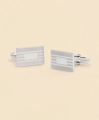 Sterling Silver Engravable Rhodium-Plated Cufflinks