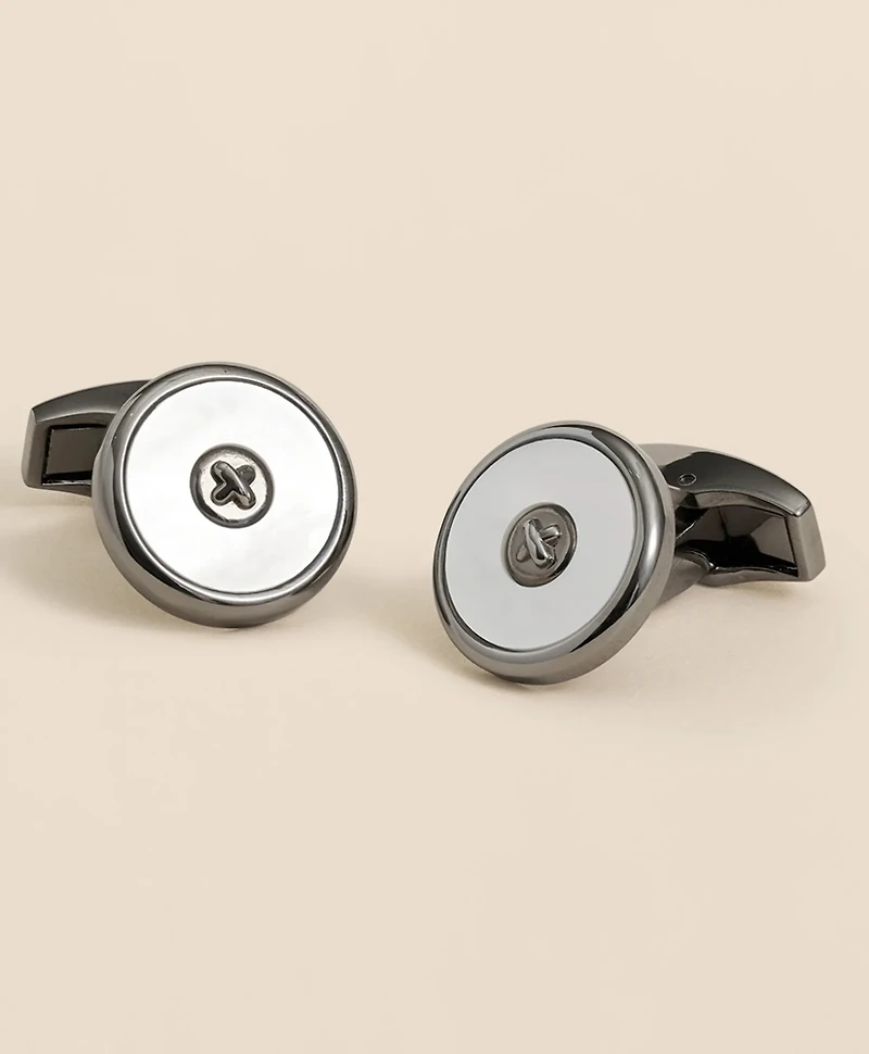 Mother-Of-Pearl Round Cufflinks