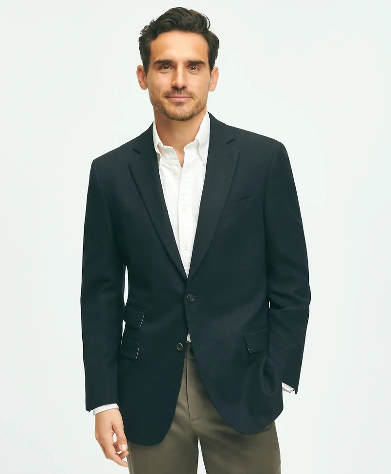 Traditional Fit Stretch Wool Hopsack Blazer