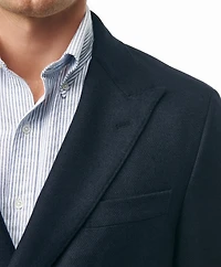 Classic Fit Double-Breasted Blazer Basketweave Wool-Cashmere