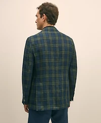 Classic Fit Linen Blazer Black Watch Tartan