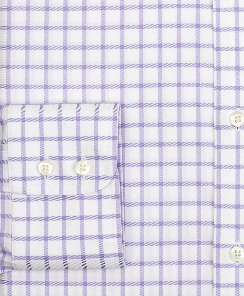 Stretch Regent Regular-Fit Dress Shirt, Non-Iron Twill Button-Down Collar Grid Check