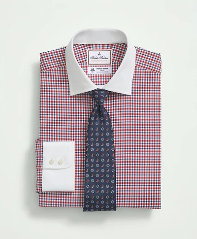 Brooks Brothers X Thomas Mason<sup>®</sup> Cotton Poplin English Collar, Check Dress Shirt