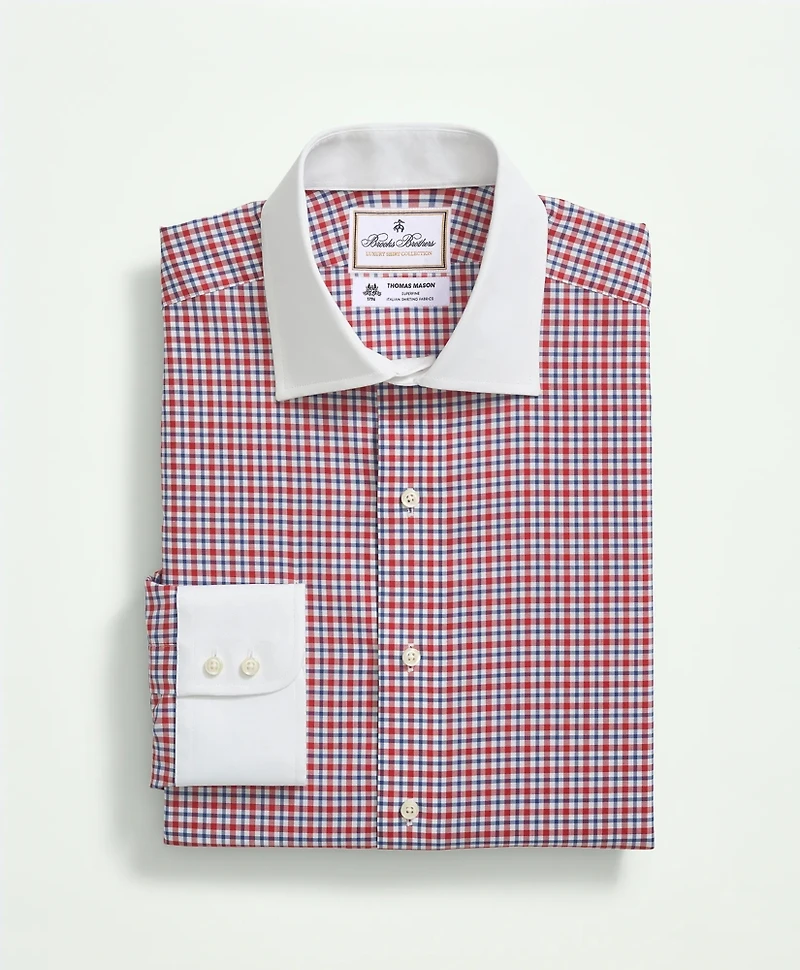 Brooks Brothers X Thomas Mason<sup>®</sup> Cotton Poplin English Collar, Check Dress Shirt