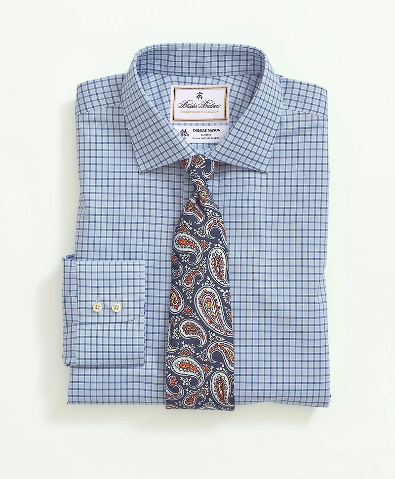 Brooks Brothers X Thomas Mason<sup>®</sup> Cotton Poplin English Collar, Check Dress Shirt