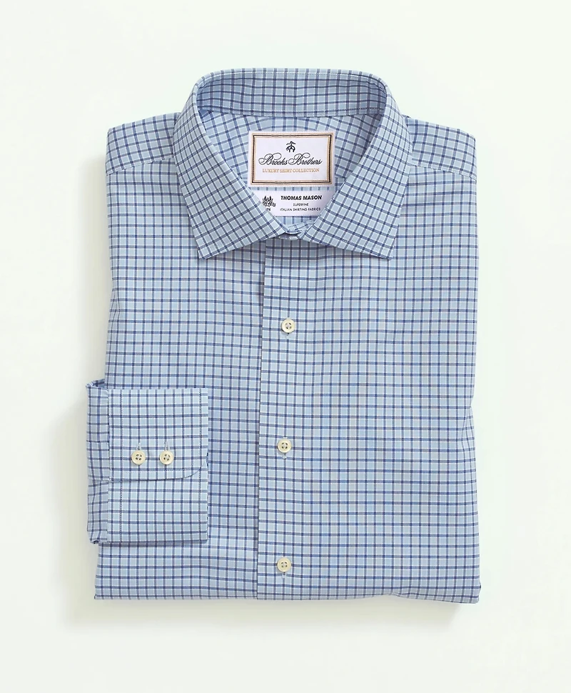 Brooks Brothers X Thomas Mason<sup>®</sup> Cotton Poplin English Collar, Check Dress Shirt
