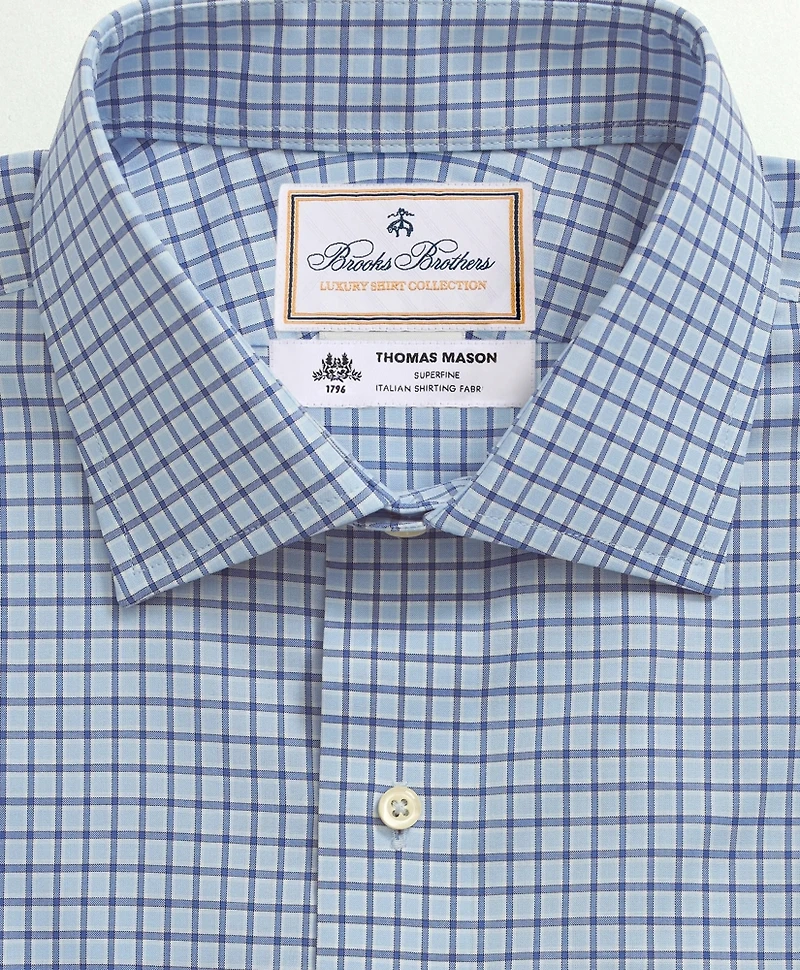 Brooks Brothers X Thomas Mason<sup>®</sup> Cotton Poplin English Collar, Check Dress Shirt