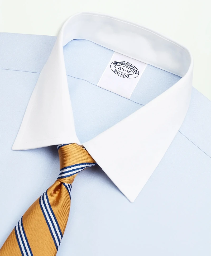 Stretch Supima<sup>®</sup> Cotton Non-Iron Pinpoint Oxford Contrast Ainsley Collar Dress Shirt