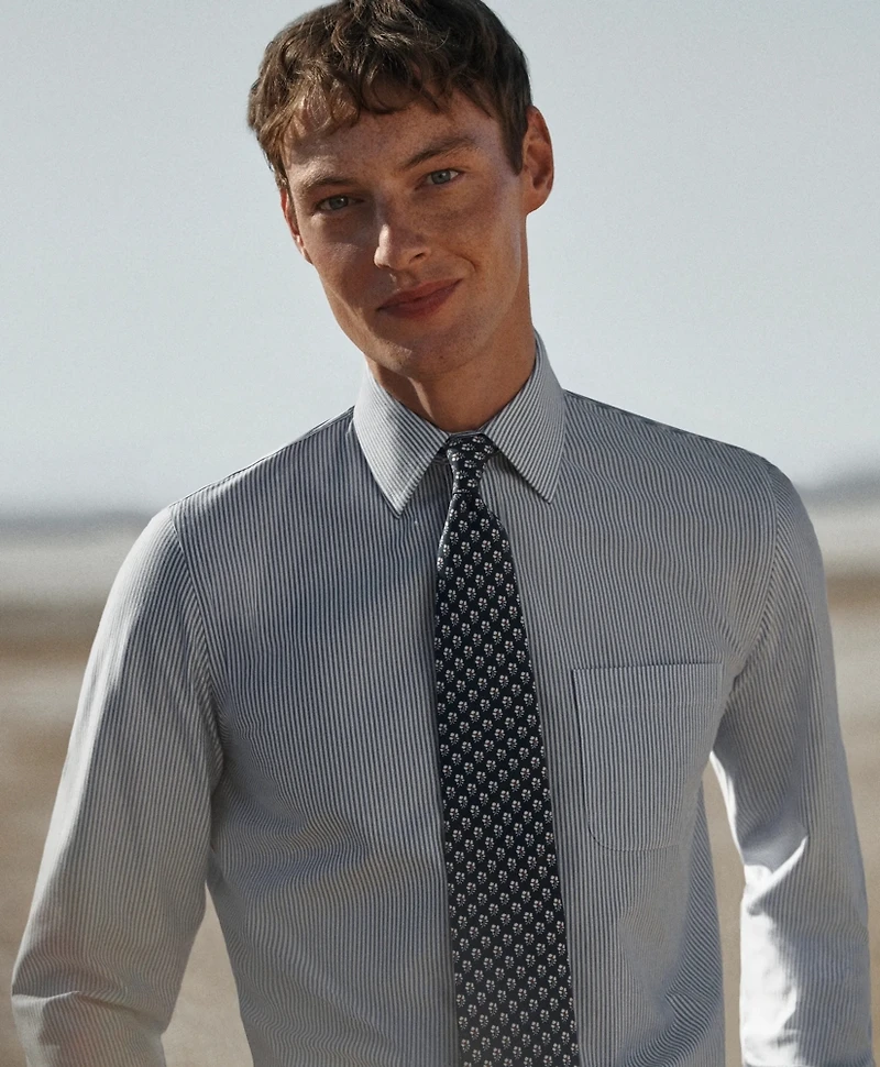 Japanese Knit Striped Dress Shirt