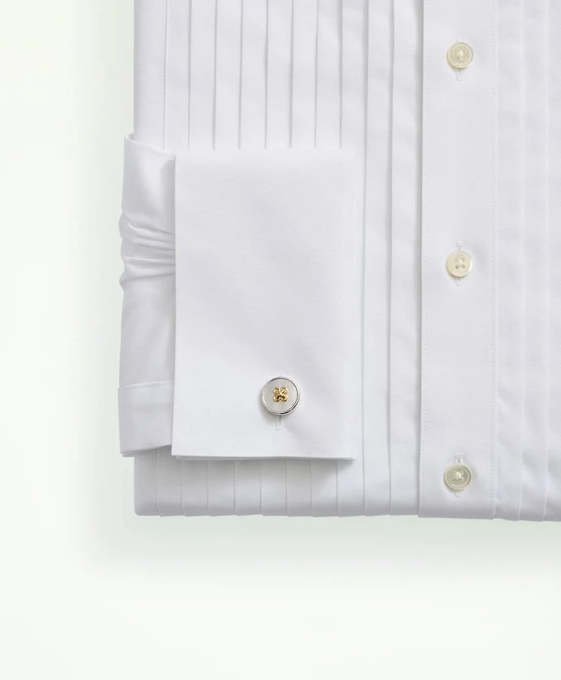 Stretch Cotton Broadcloth English Collar, 10-Pleat Tuxedo Shirt