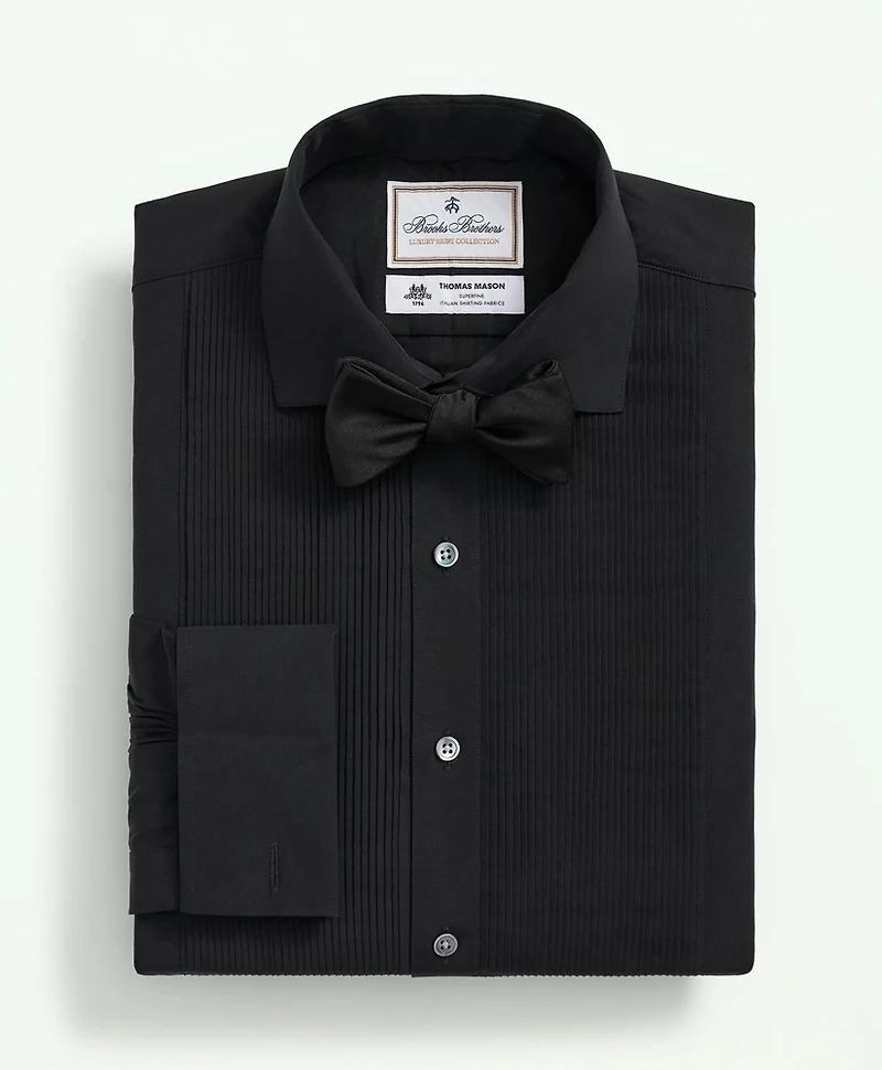 Brooks Brothers X Thomas Mason<sup>®</sup> Cotton English Collar, Swiss Pleat Front Tuxedo Shirt