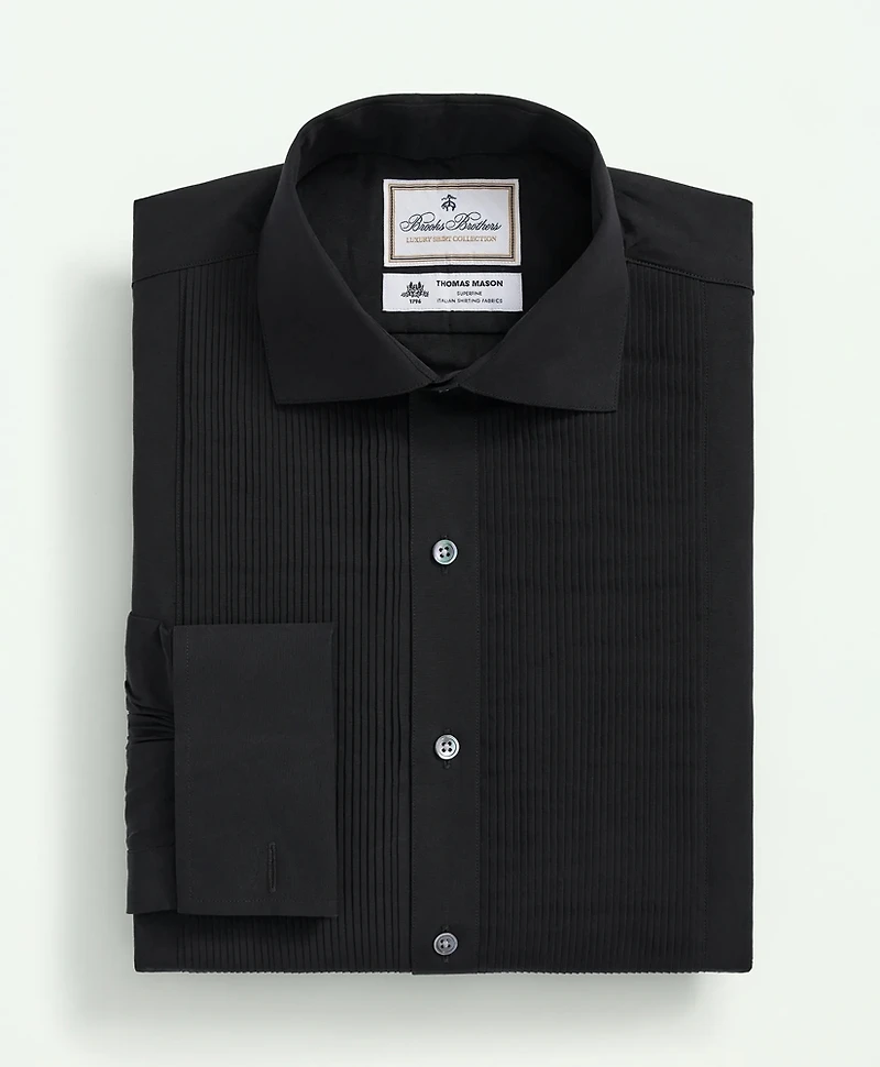 Brooks Brothers X Thomas Mason<sup>®</sup> Cotton English Collar, Swiss Pleat Front Tuxedo Shirt