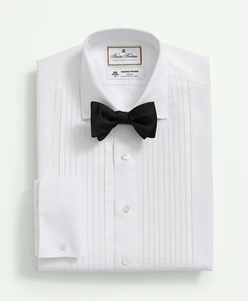 Brooks Brothers X Thomas Mason<sup>®</sup> Cotton-Linen English Collar, Pleat Front Tuxedo Shirt