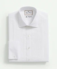 Brooks Brothers X Thomas Mason<sup>®</sup> Cotton-Linen English Collar, Pleat Front Tuxedo Shirt