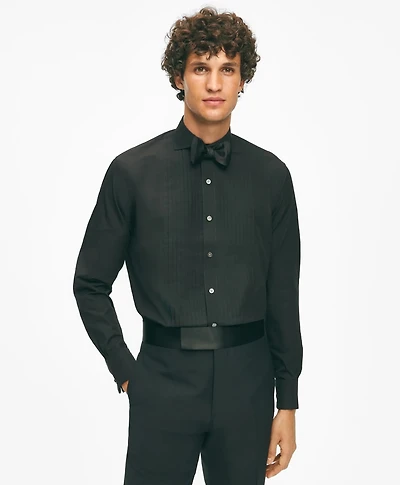 Black Fleece Pleated Londoner Collar Tuxedo Shirt Sea Island Cotton
