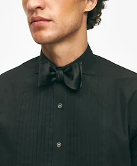 Black Fleece Pleated Londoner Collar Tuxedo Shirt Sea Island Cotton