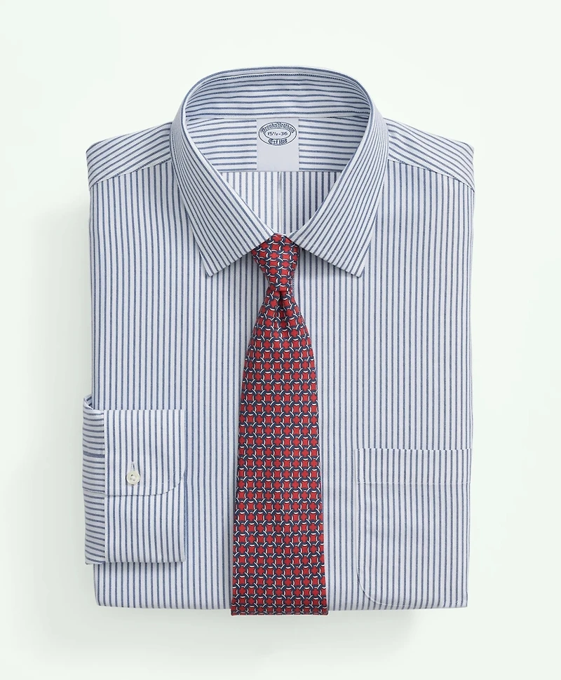 Brooks Brothers Explorer Collection Non-Iron Twill Ainsley Collar, Stripe Dress Shirt
