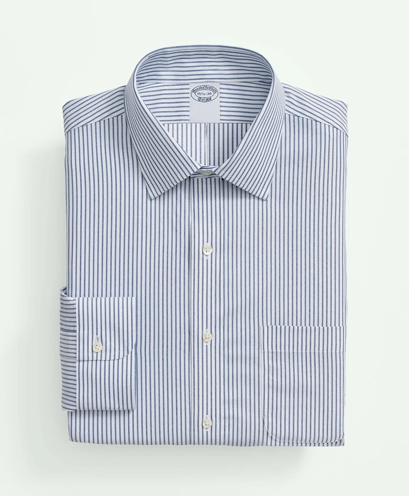Brooks Brothers Explorer Collection Non-Iron Twill Ainsley Collar, Stripe Dress Shirt