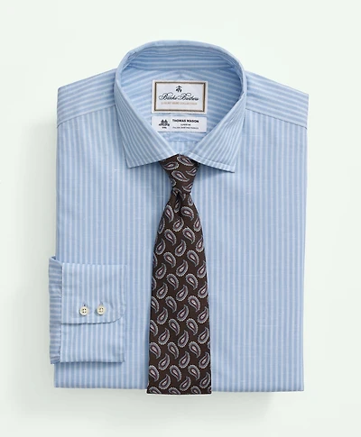 Brooks Brothers X Thomas Mason<sup>®</sup> Cotton-Linen English Collar, Stripe Dress Shirt