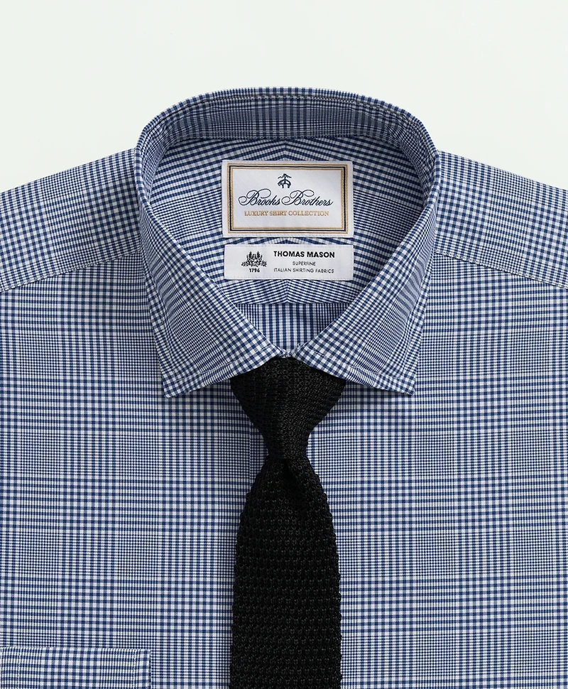 Brooks Brothers X Thomas Mason<sup>®</sup> Cotton Poplin English Collar, Glen Plaid Dress Shirt