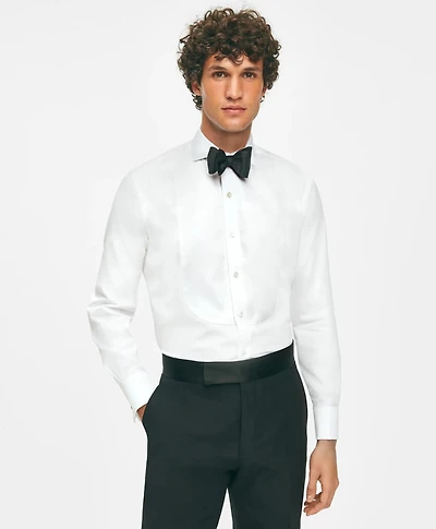 Black Fleece Pique Bib Londoner Collar Tuxedo Shirt Sea Island Cotton