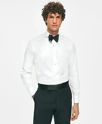 Black Fleece Pique Bib Londoner Collar Tuxedo Shirt Sea Island Cotton