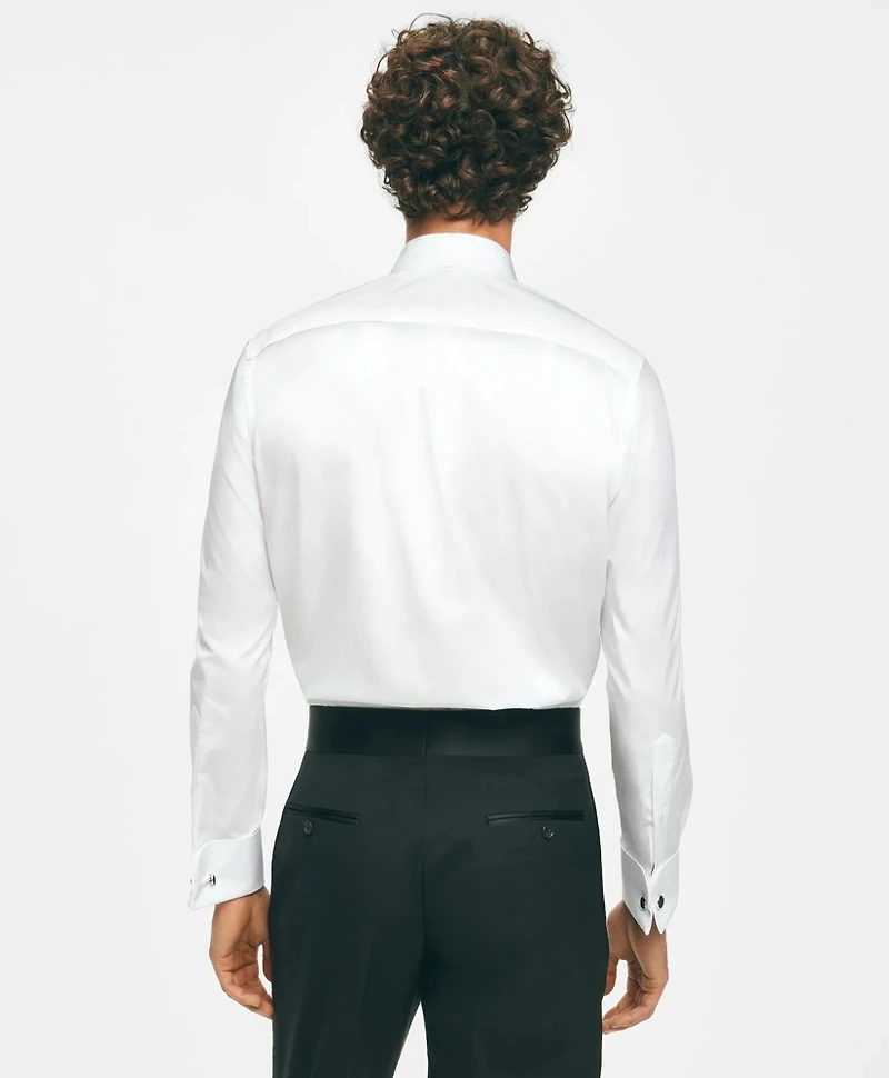 Black Fleece Pique Bib Londoner Collar Tuxedo Shirt Sea Island Cotton