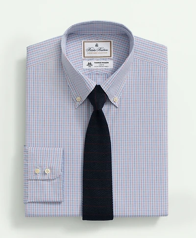 Brooks Brothers X Thomas Mason<sup>®</sup> Cotton Poplin Button-Down Collar, Micro Checked Dress Shirt