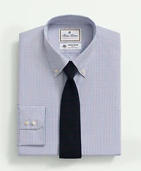 Brooks Brothers X Thomas Mason<sup>®</sup> Cotton Poplin Button-Down Collar, Micro Checked Dress Shirt