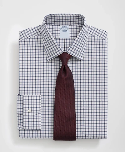 Stretch Supima<sup>®</sup> Cotton Non-Iron Pinpoint Oxford Ainsley Collar, Ticking Check Dress Shirt