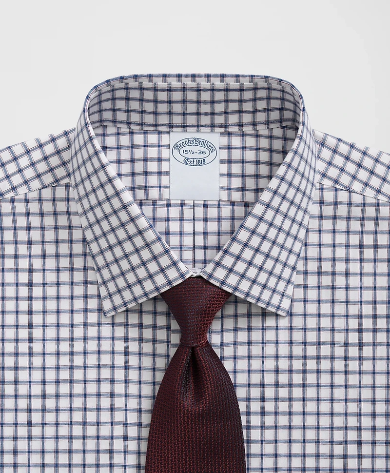 Stretch Supima<sup>®</sup> Cotton Non-Iron Pinpoint Oxford Ainsley Collar, Ticking Check Dress Shirt