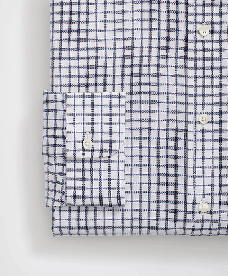Stretch Supima<sup>®</sup> Cotton Non-Iron Pinpoint Oxford Ainsley Collar, Ticking Check Dress Shirt