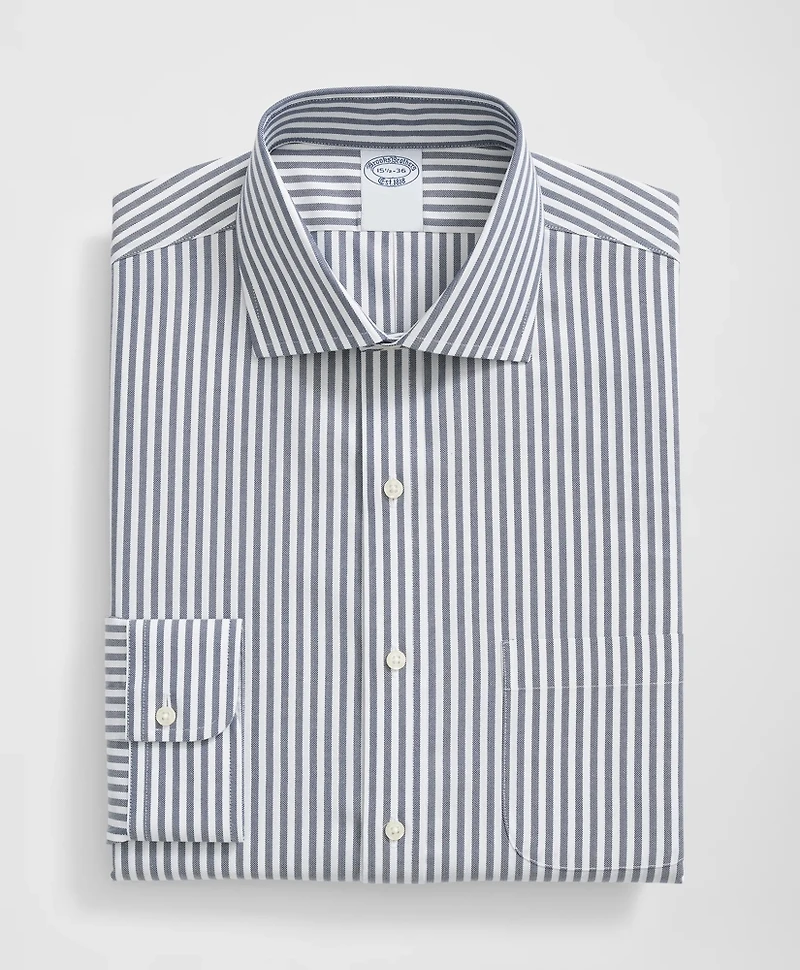Stretch Supima<sup>®</sup> Cotton Non-Iron English Spread Collar, Striped Dress Shirt