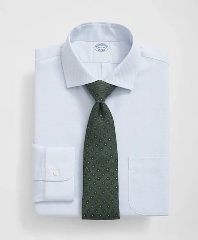 Stretch Supima<sup>®</sup> Cotton Non-Iron English Spread Collar, Micro-Grid Dress Shirt