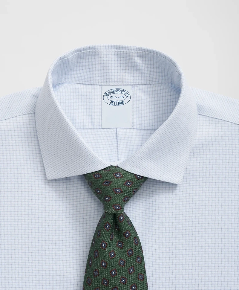 Stretch Supima<sup>®</sup> Cotton Non-Iron English Spread Collar, Micro-Grid Dress Shirt