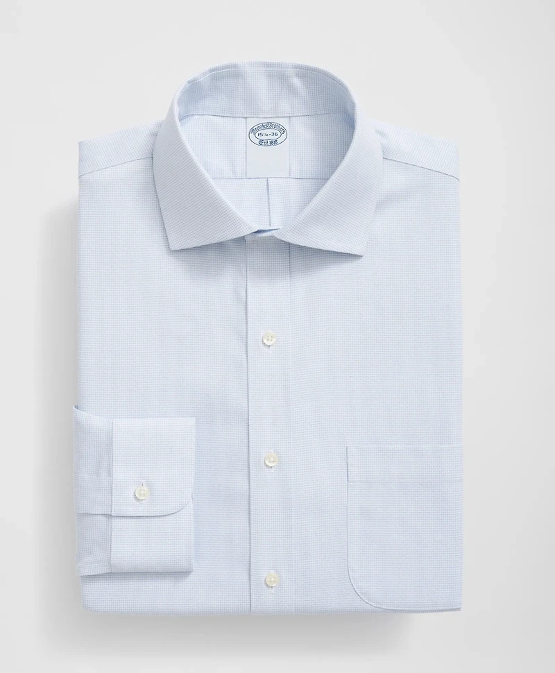 Stretch Supima<sup>®</sup> Cotton Non-Iron English Spread Collar, Micro-Grid Dress Shirt