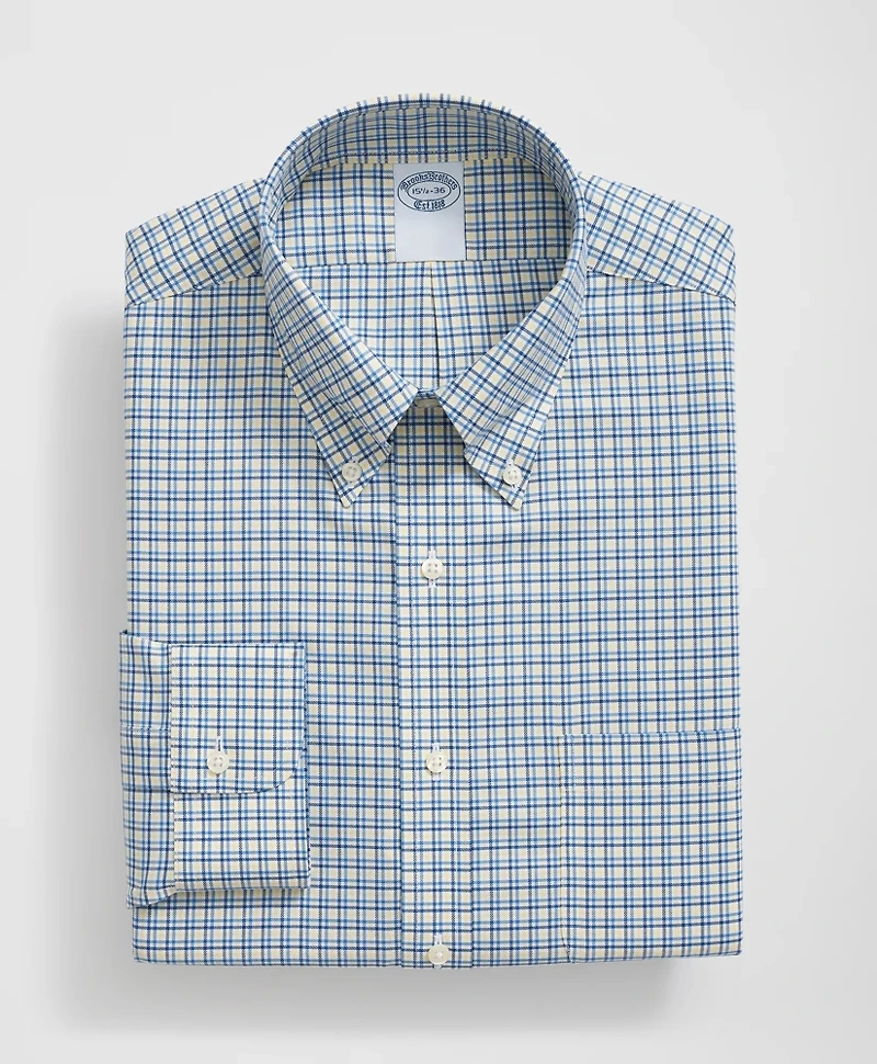 Stretch Supima<sup>®</sup> Cotton Non-Iron Twill Polo Button Down Collar, Multi-Check Dress Shirt