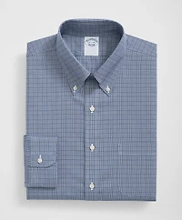 Stretch Supima<sup>®</sup> Cotton Non-Iron Pinpoint Oxford Polo Button Down Collar, Glen Check Dress Shirt