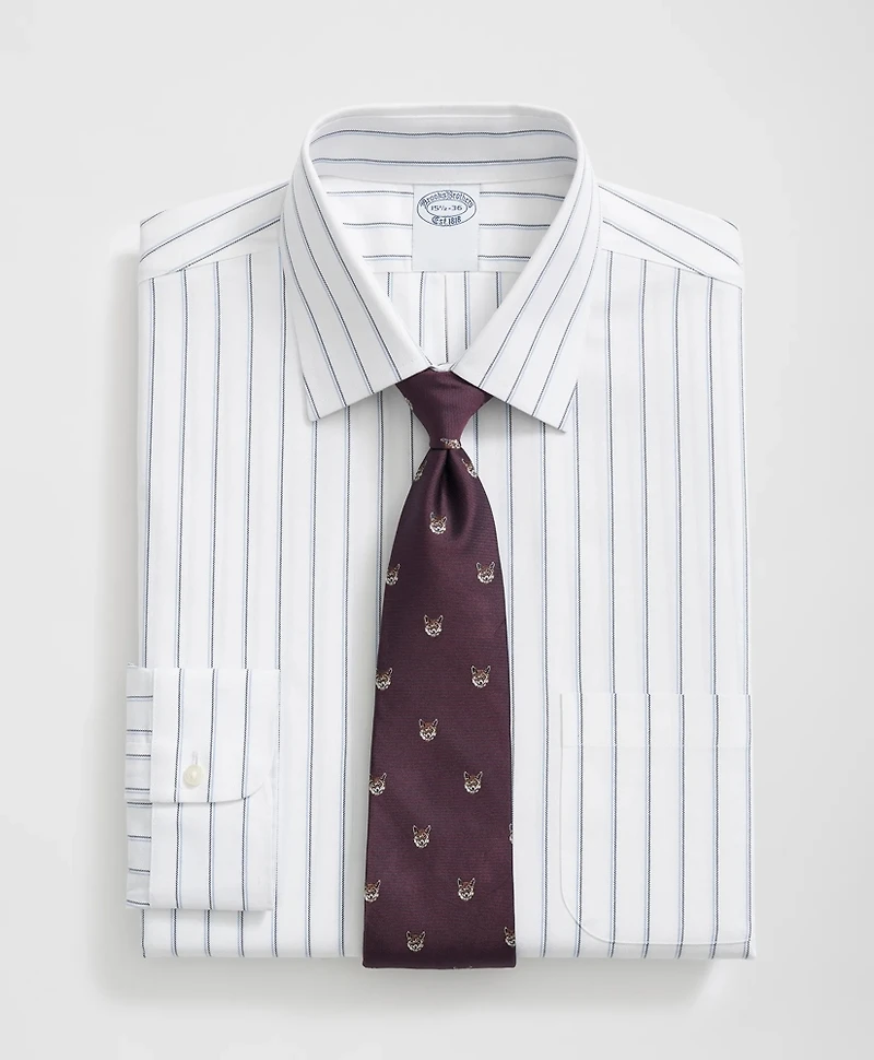 Stretch Supima<sup>®</sup> Cotton Non-Iron Ainsley Collar, Double Striped Dress Shirt