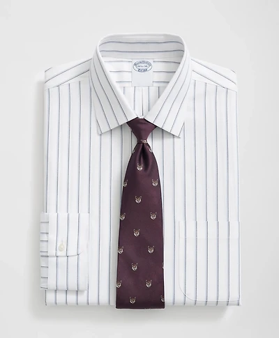 Stretch Supima<sup>®</sup> Cotton Non-Iron Ainsley Collar, Double Striped Dress Shirt