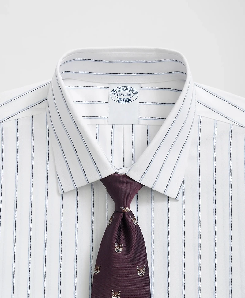 Stretch Supima<sup>®</sup> Cotton Non-Iron Ainsley Collar, Double Striped Dress Shirt