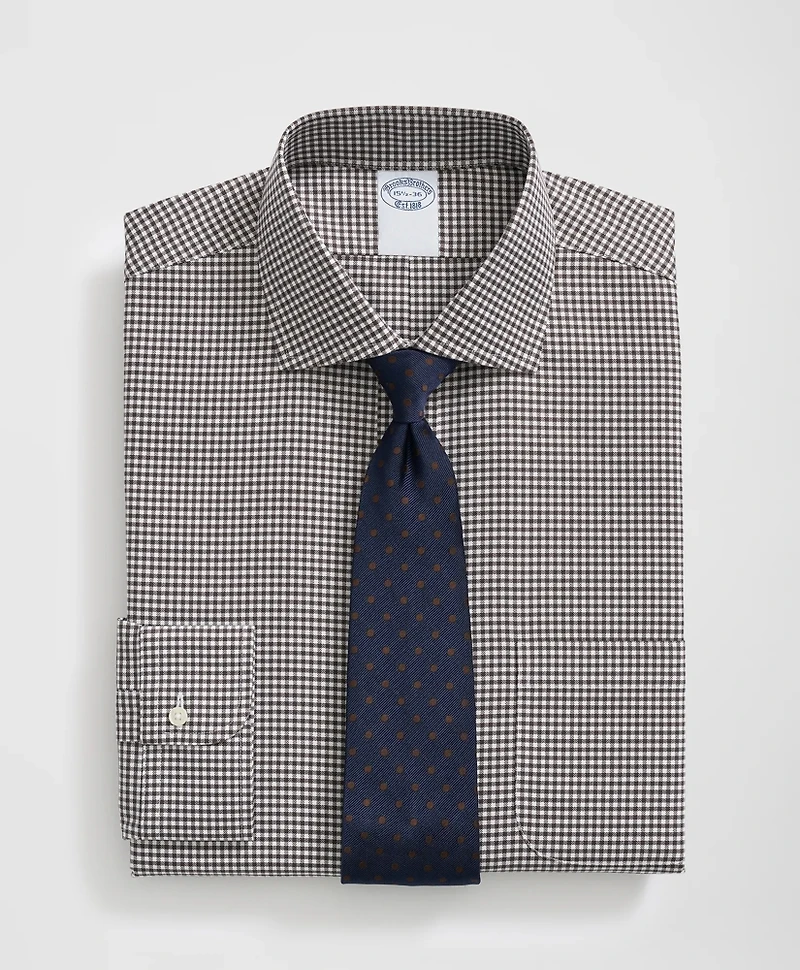 Stretch Supima<sup>®</sup> Cotton Non-Iron English Spread Collar, Gingham Dress Shirt