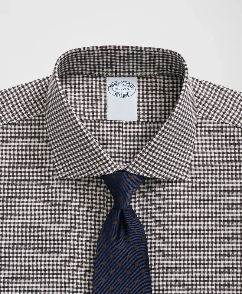 Stretch Supima<sup>®</sup> Cotton Non-Iron English Spread Collar, Gingham Dress Shirt