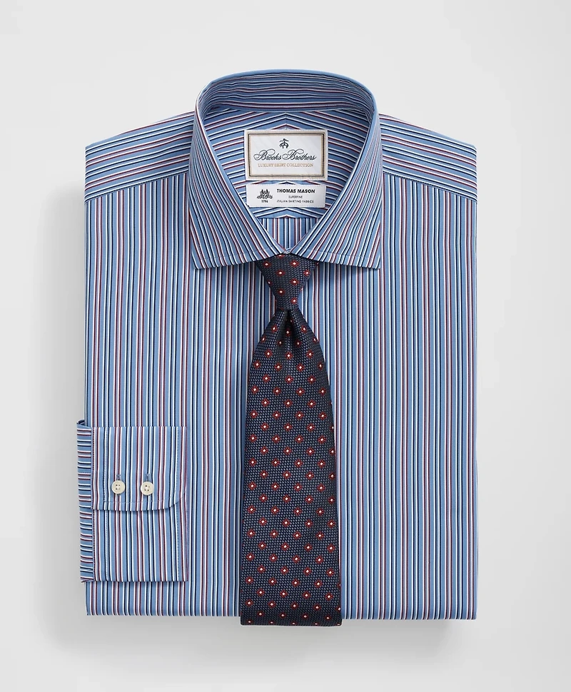 Brooks Brothers X Thomas Mason<sup>®</sup> Cotton English Collar, Multi-Striped Dress Shirt