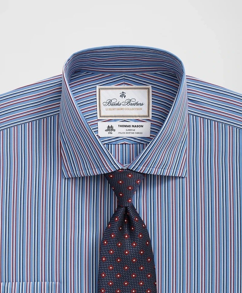 Brooks Brothers X Thomas Mason<sup>®</sup> Cotton English Collar, Multi-Striped Dress Shirt
