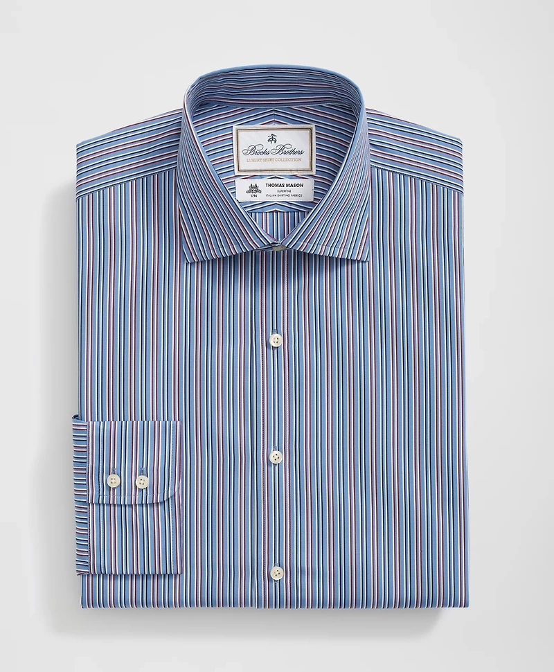 Brooks Brothers X Thomas Mason<sup>®</sup> Cotton English Collar, Multi-Striped Dress Shirt
