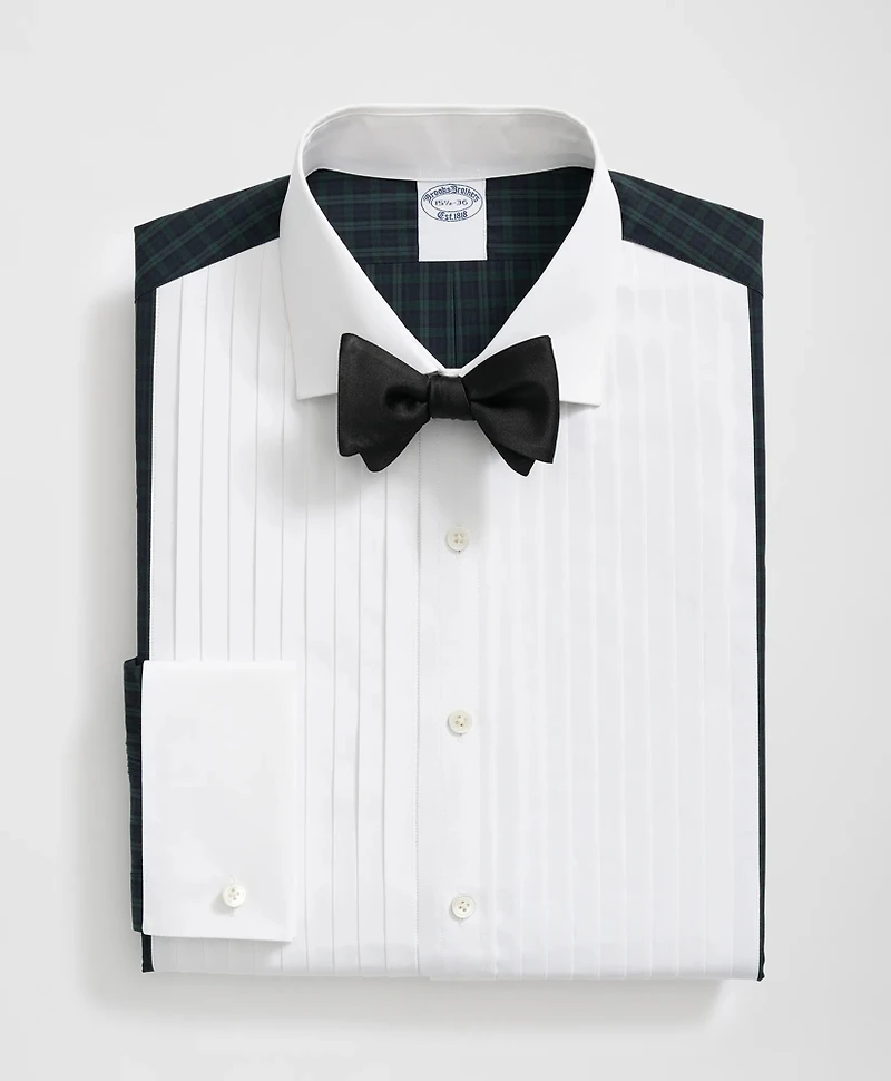Supima<sup>®</sup> Cotton Broadcloth English Collar, 10-Pleat Contrast Tuxedo Shirt