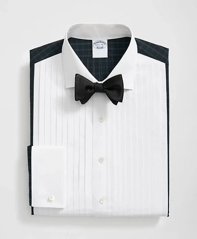 Supima<sup>®</sup> Cotton Broadcloth English Collar, 10-Pleat Contrast Tuxedo Shirt